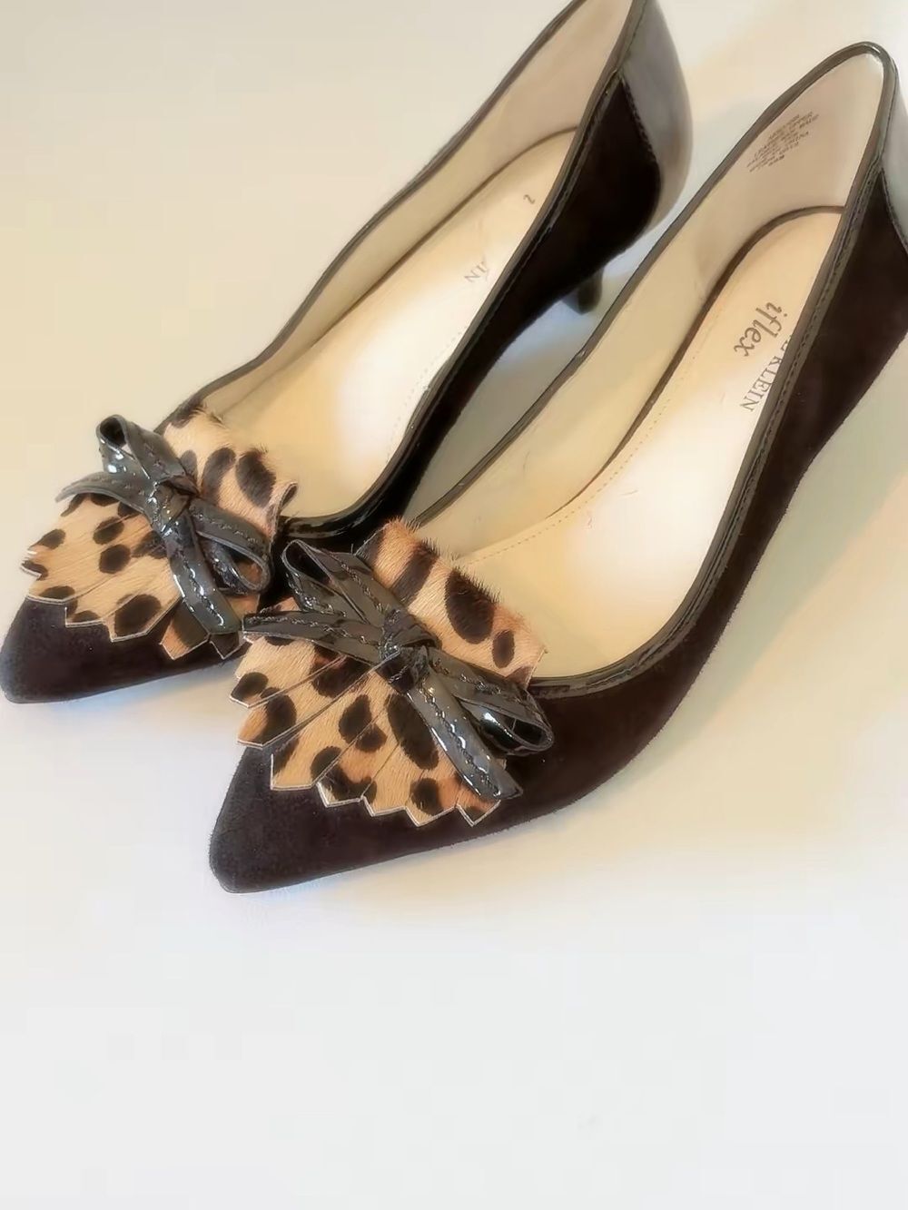 Anne Klein Calf Hair Leopard Print Black Kitten Heel 6.5 Mobwife Indie Sleaze